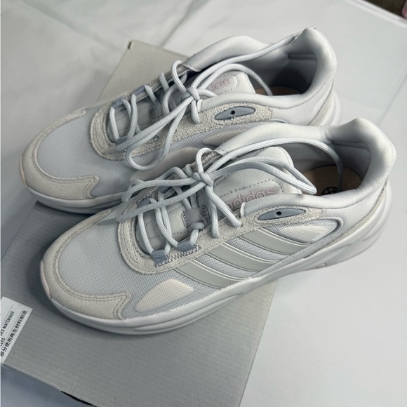 adidas Gray and Pink Athletic Shoes with Cushioned Midsole - Picture 4 of 9